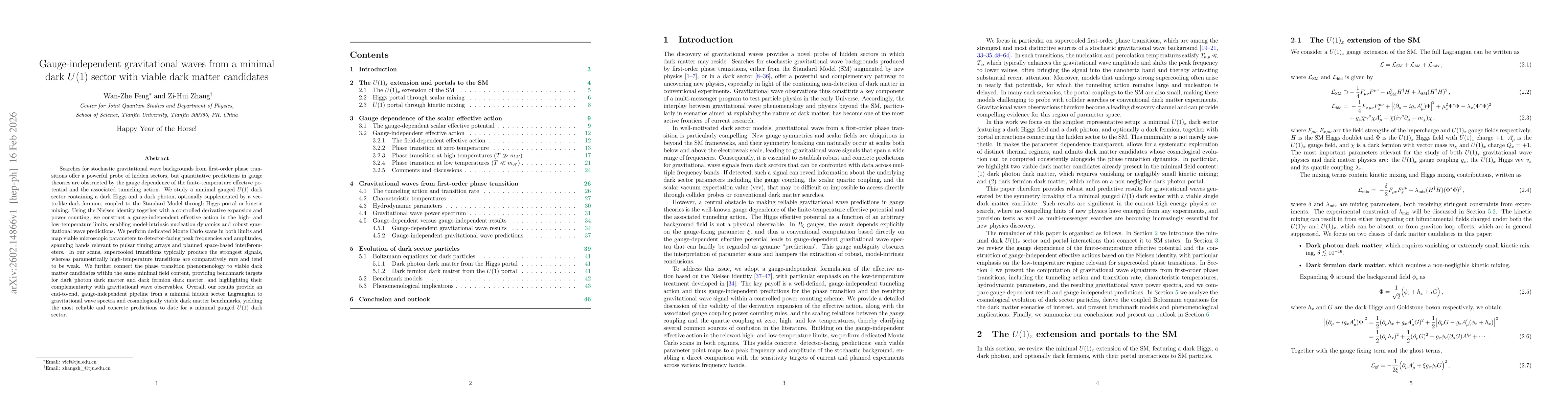 Thumbnail for Gauge-independent gravitational waves from a minimal dark $U(1)$ sector with viable dark matter candidates