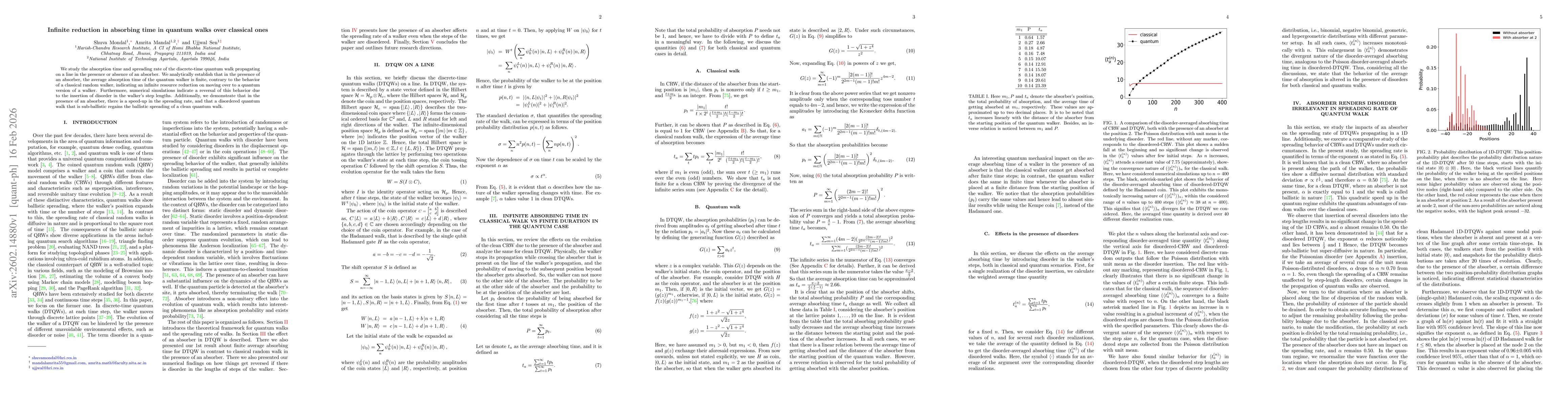 Thumbnail for Infinite reduction in absorbing time in quantum walks over classical ones