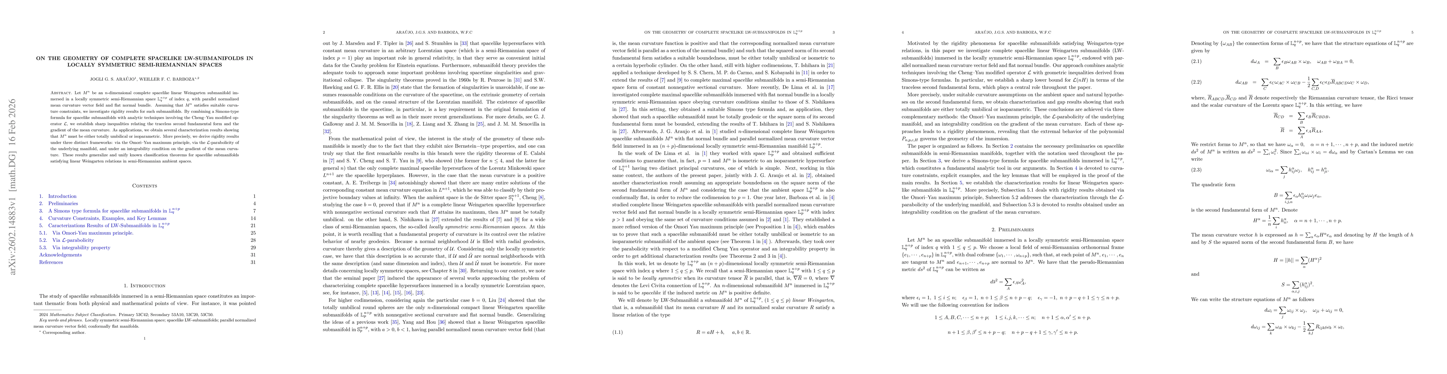Thumbnail for On the Geometry of Complete Spacelike LW-Submanifolds in Locally Symmetric Semi-Riemannian Spaces