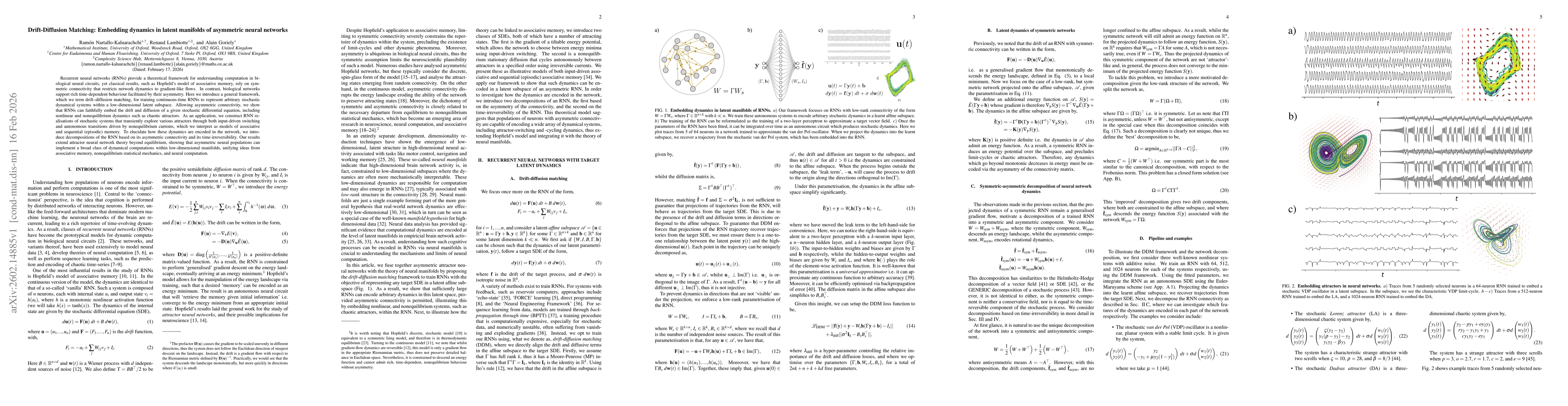 Thumbnail for Drift-Diffusion Matching: Embedding dynamics in latent manifolds of asymmetric neural networks