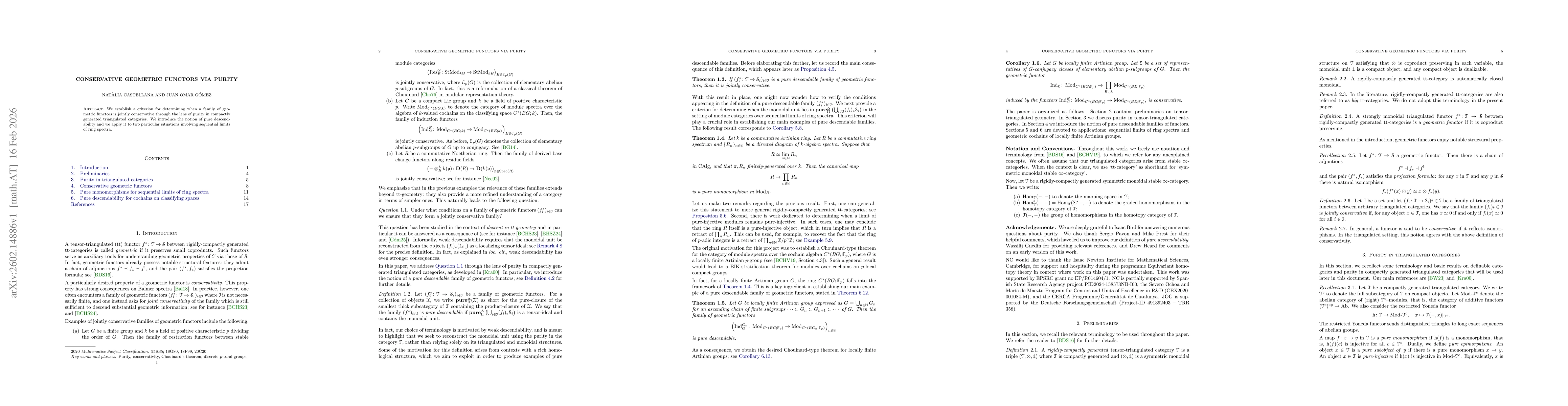 Thumbnail for Conservative geometric functors via purity