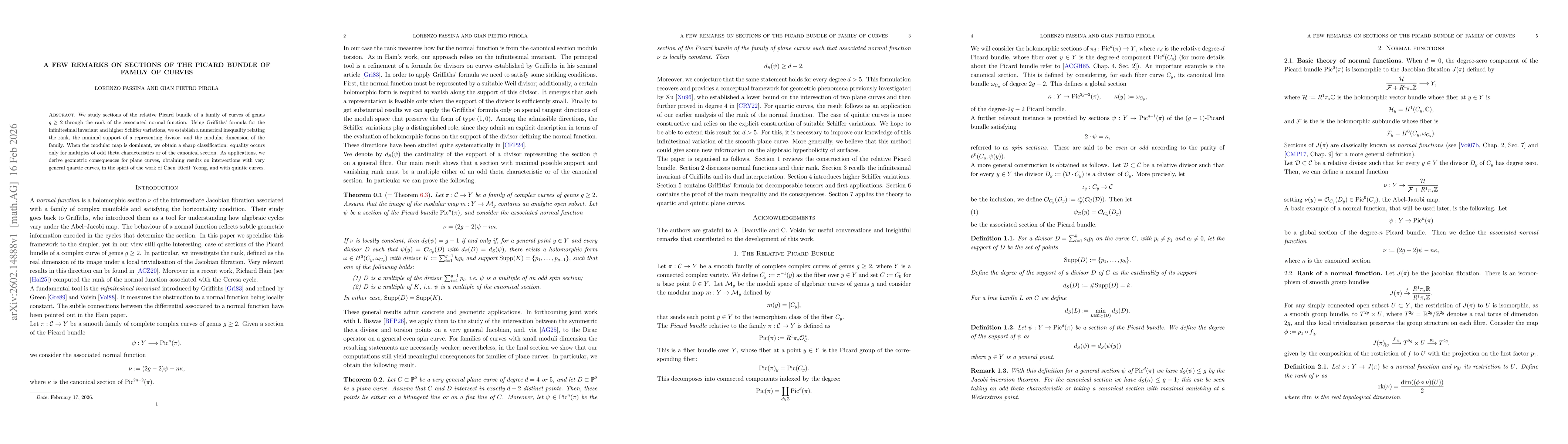 Thumbnail for A few remarks on sections of the Picard bundle of family of curves