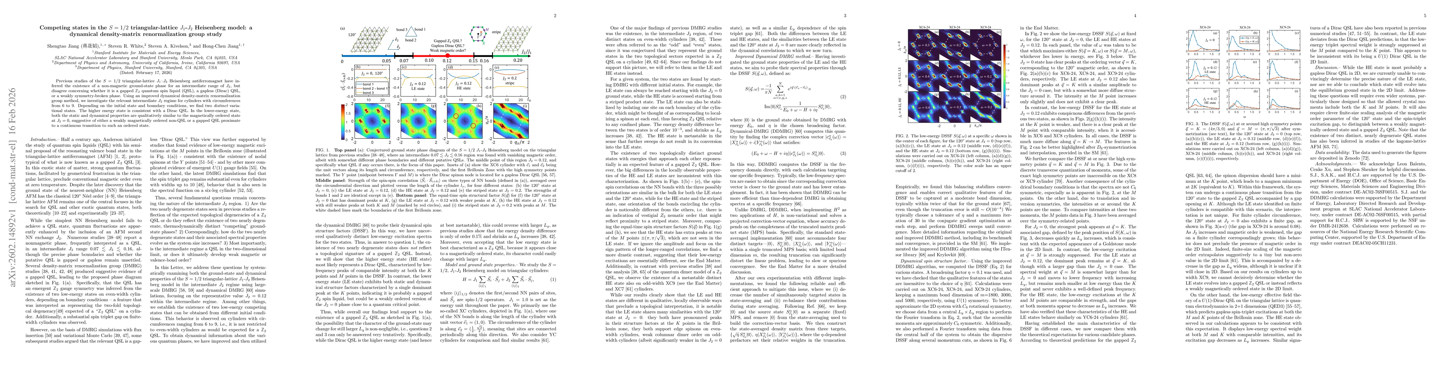 Thumbnail for Competing states in the $S=1/2$ triangular-lattice $J_1$-$J_2$ Heisenberg model: a dynamical density-matrix renormalization group study