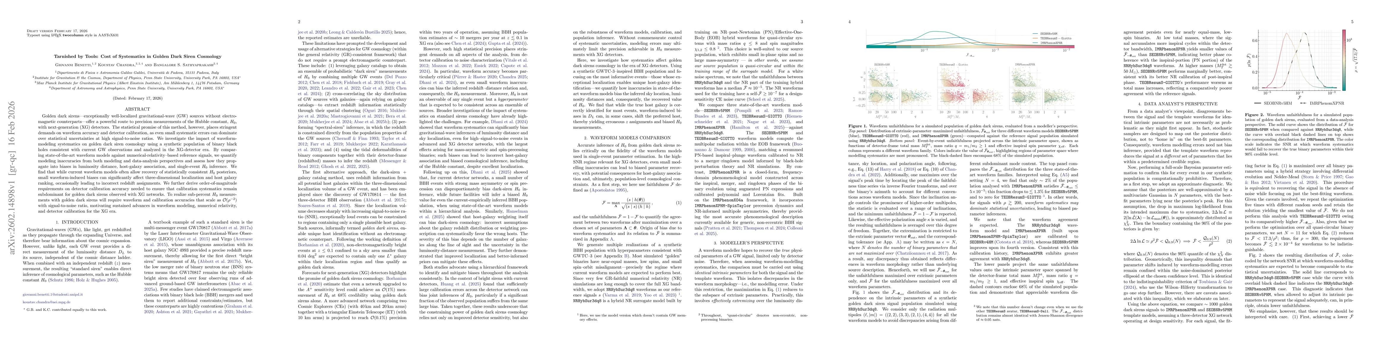 Thumbnail for Tarnished by Tools: Cost of Systematics in Golden Dark Siren Cosmology