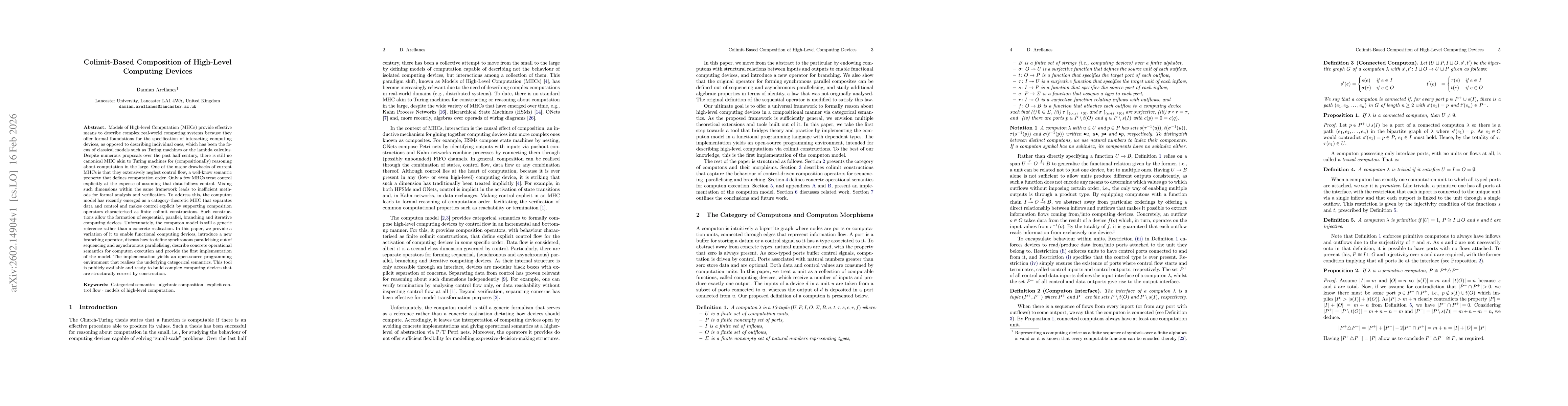 Thumbnail for Colimit-Based Composition of High-Level Computing Devices