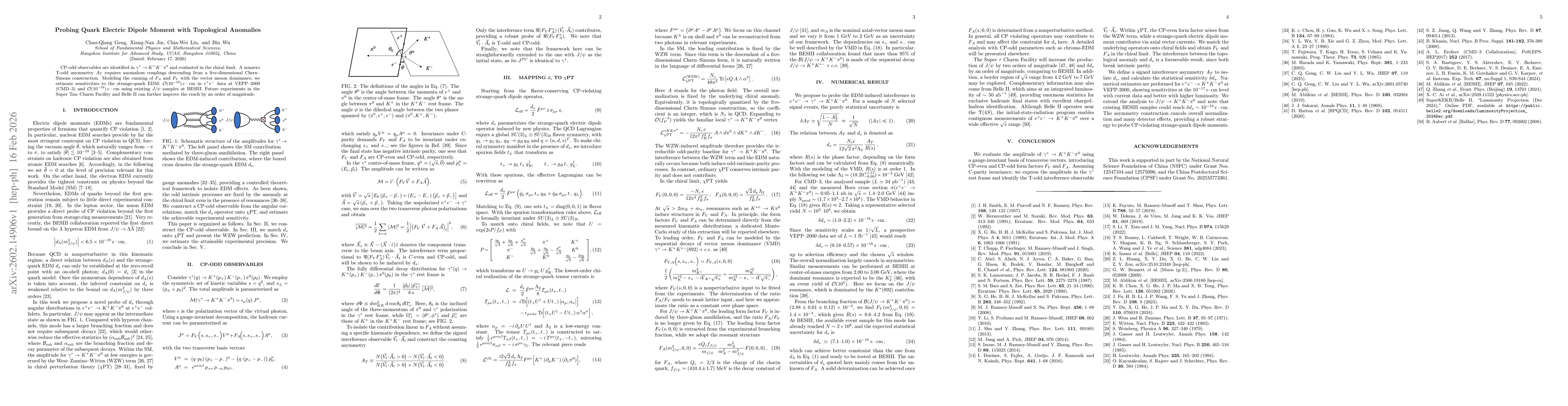 Thumbnail for Probing Quark Electric Dipole Moment with Topological Anomalies