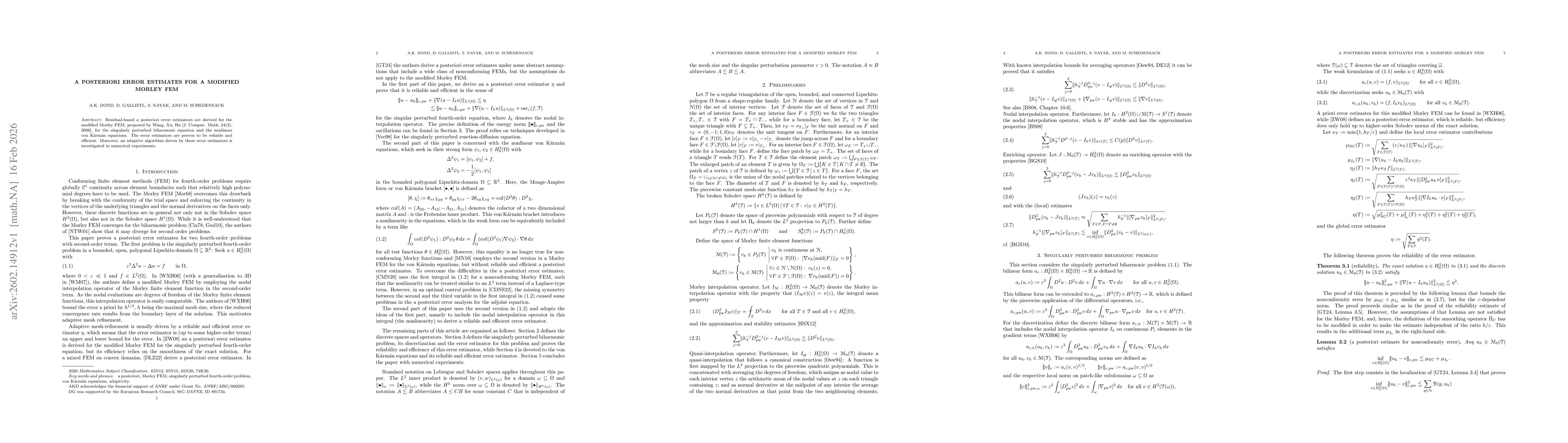 Thumbnail for A posteriori error estimates for a modified Morley FEM