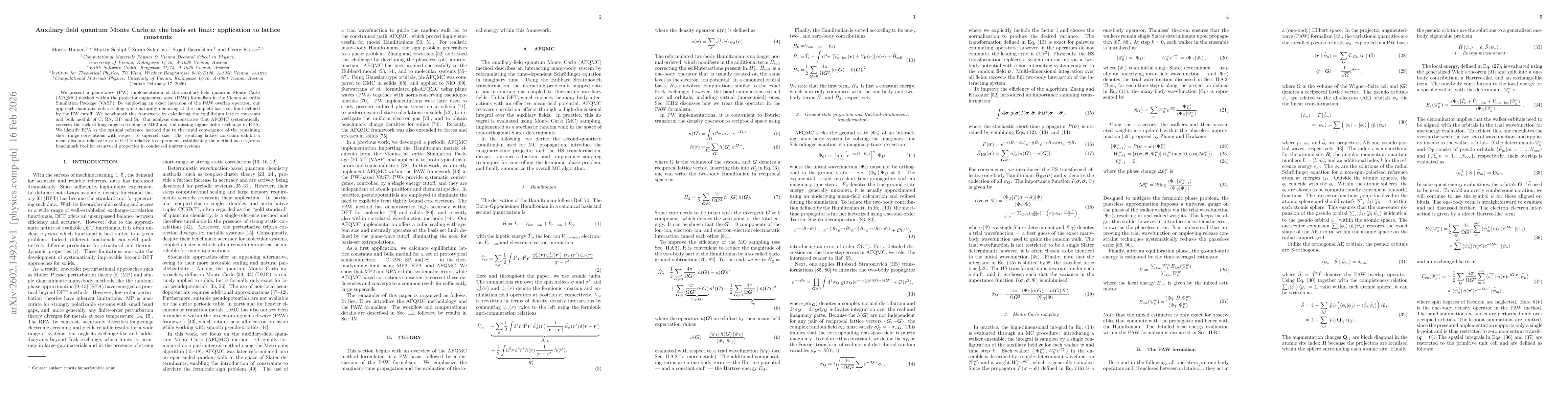 Thumbnail for Auxiliary field quantum Monte Carlo at the basis set limit: application to lattice constants