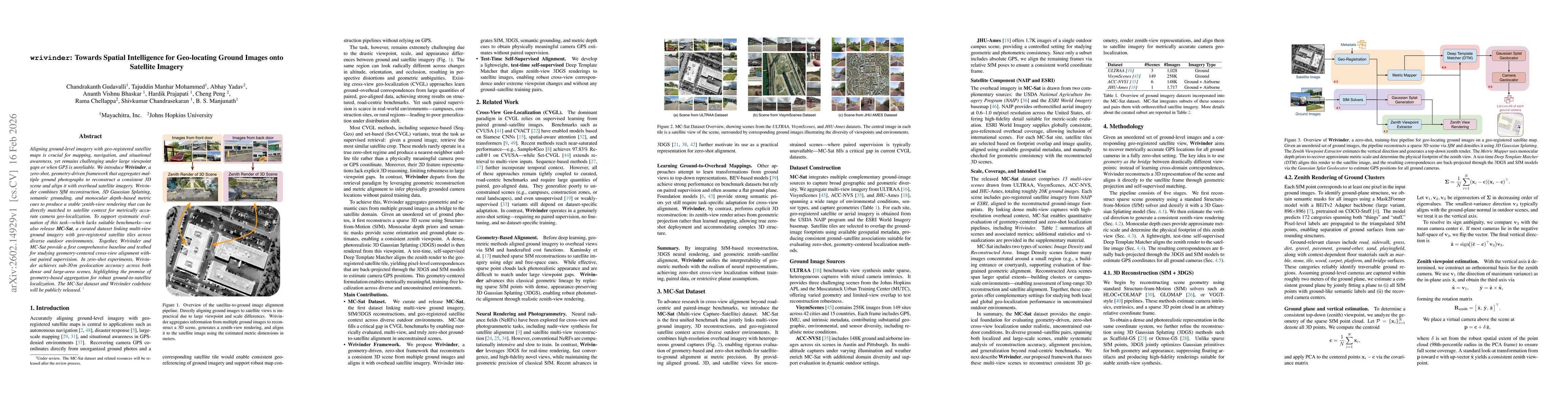 Thumbnail for Wrivinder: Towards Spatial Intelligence for Geo-locating Ground Images onto Satellite Imagery