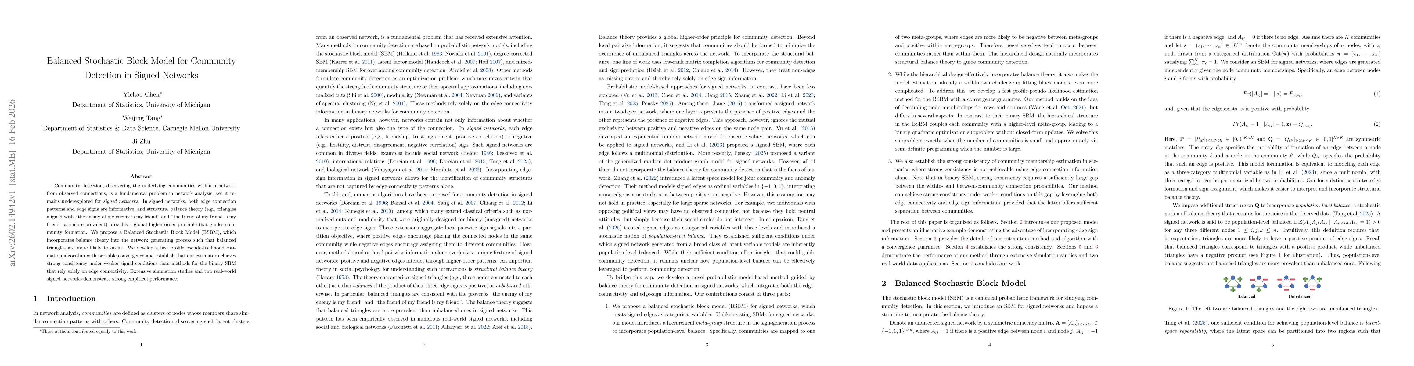 Thumbnail for Balanced Stochastic Block Model for Community Detection in Signed Networks