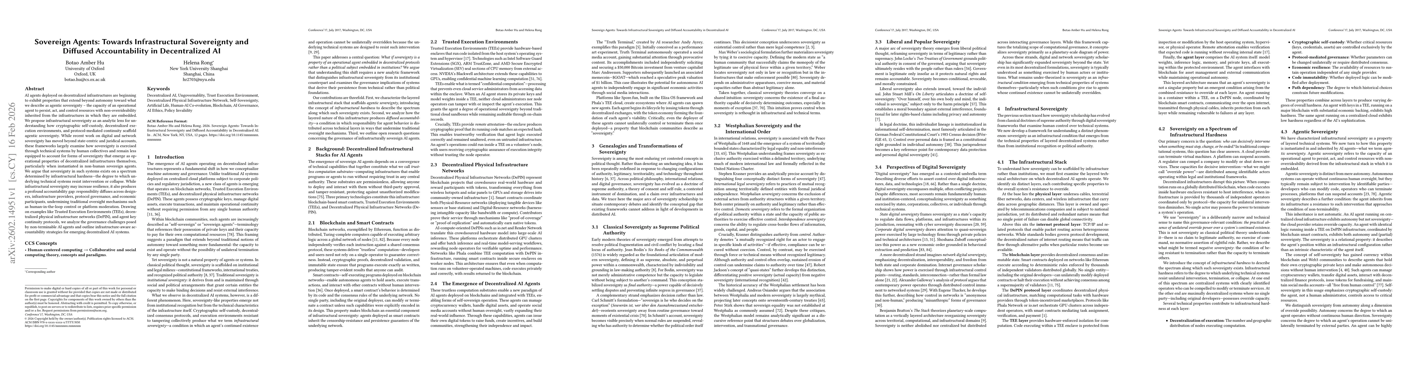 Thumbnail for Sovereign Agents: Towards Infrastructural Sovereignty and Diffused Accountability in Decentralized AI