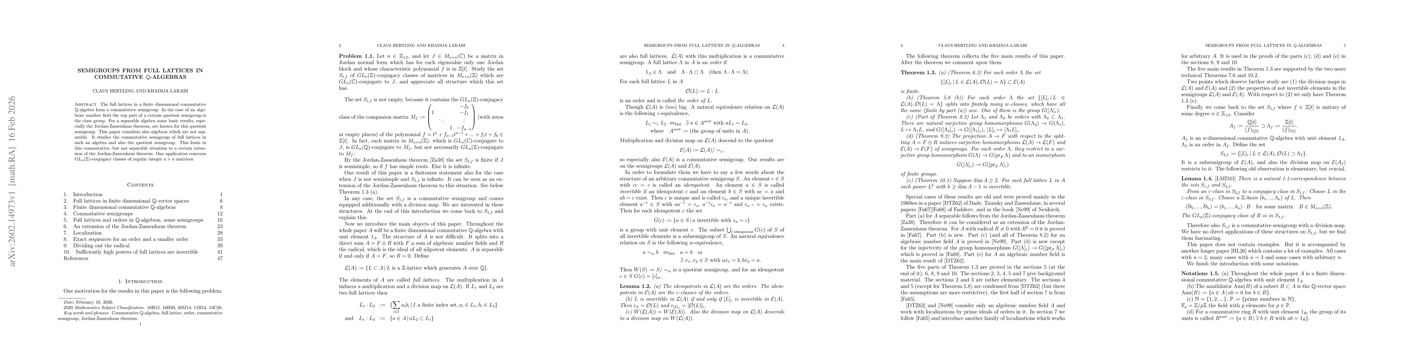 Thumbnail for Semigroups from full lattices in commutative ${\mathbb Q}$-algebras