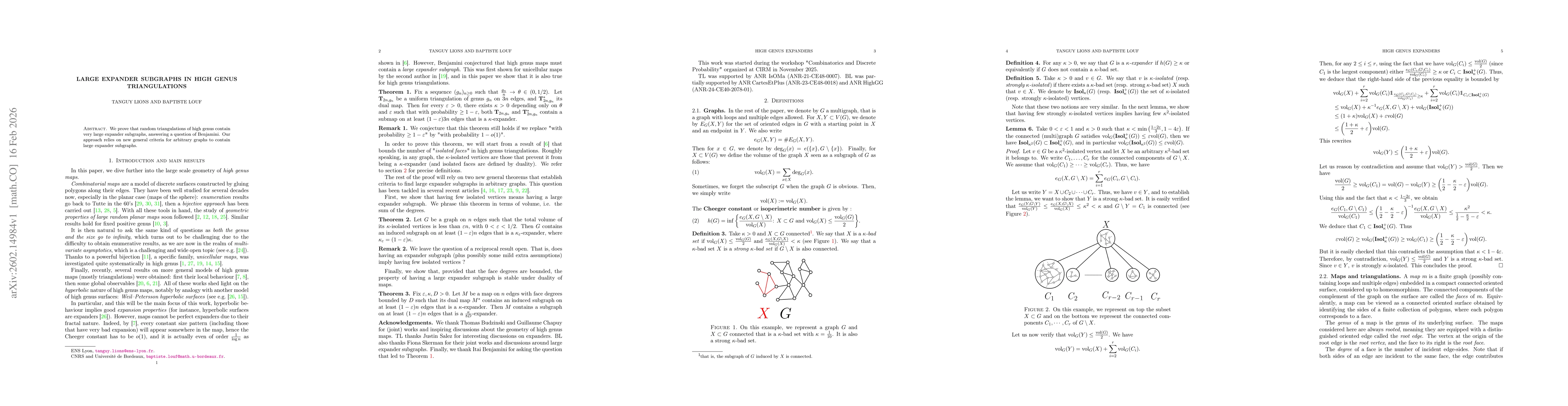 Thumbnail for Large expander subgraphs in high genus triangulations