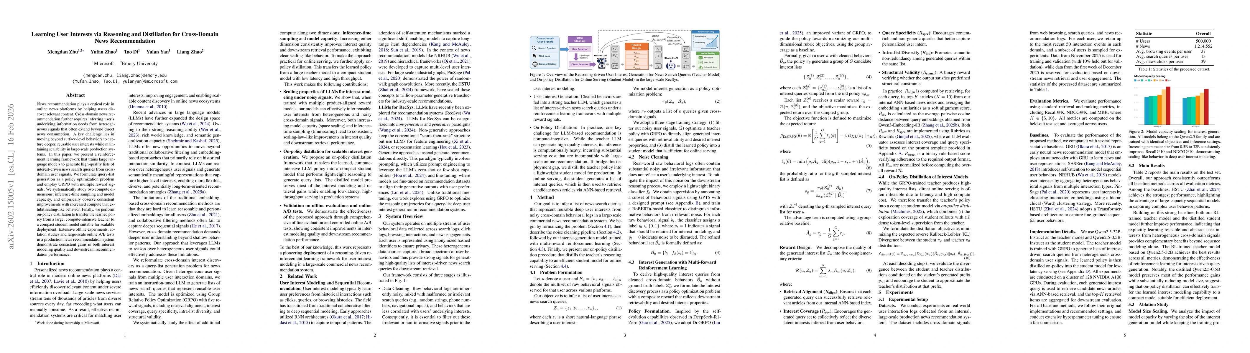 Thumbnail for Learning User Interests via Reasoning and Distillation for Cross-Domain News Recommendation