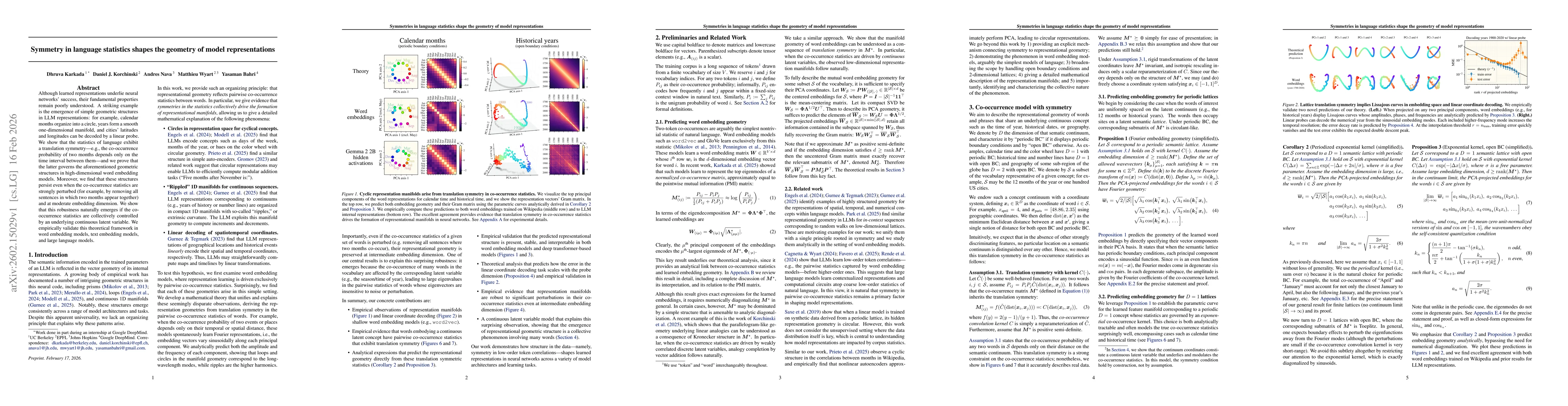 Thumbnail for Symmetry in language statistics shapes the geometry of model representations