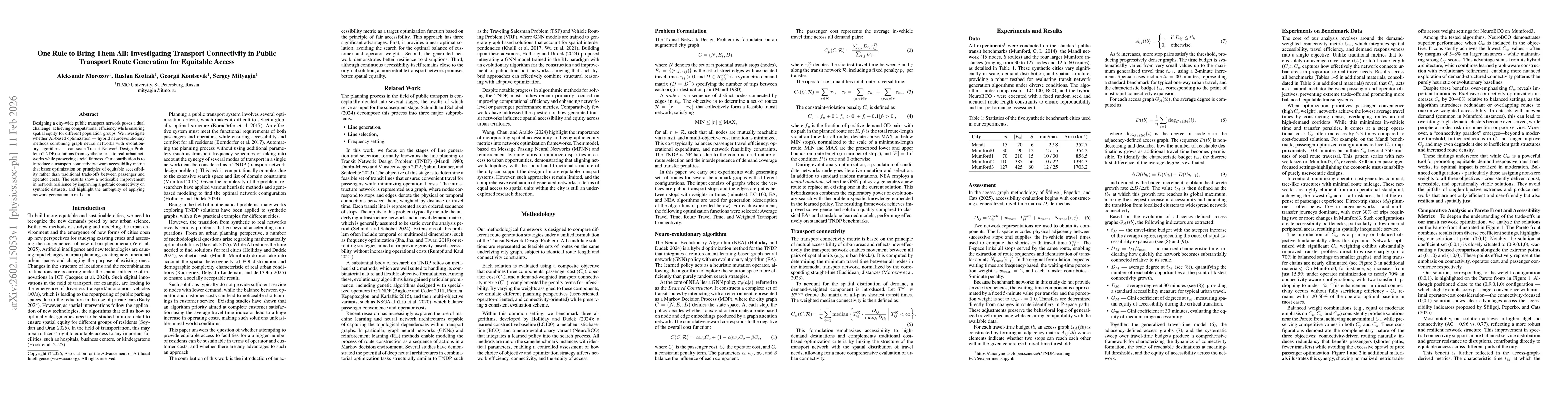Thumbnail for One Rule to Bring Them All: Investigating Transport Connectivity in Public Transport Route Generation for Equitable Access