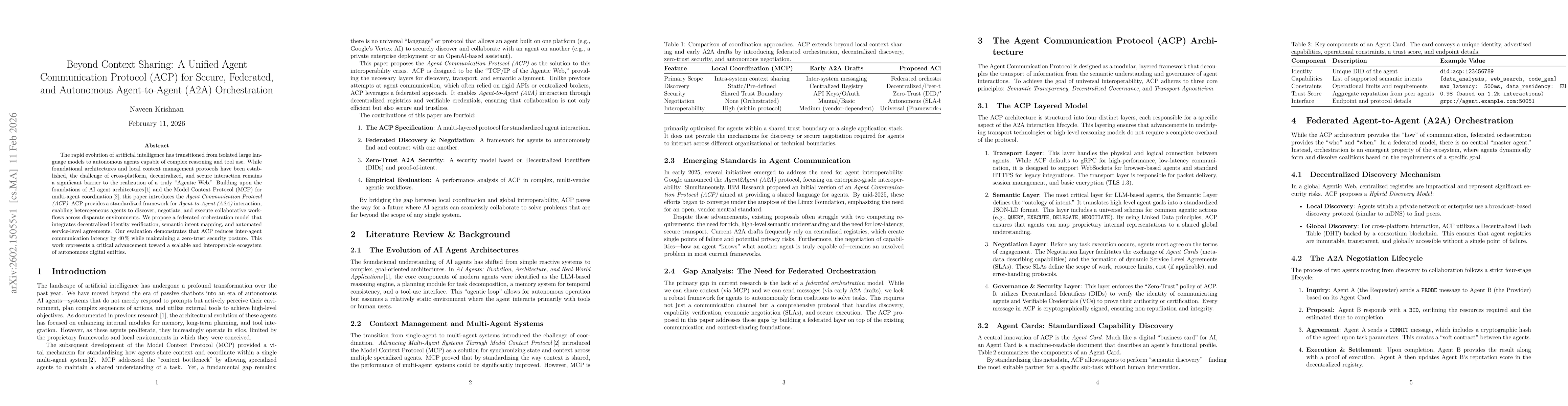 Thumbnail for Beyond Context Sharing: A Unified Agent Communication Protocol (ACP) for Secure, Federated, and Autonomous Agent-to-Agent (A2A) Orchestration