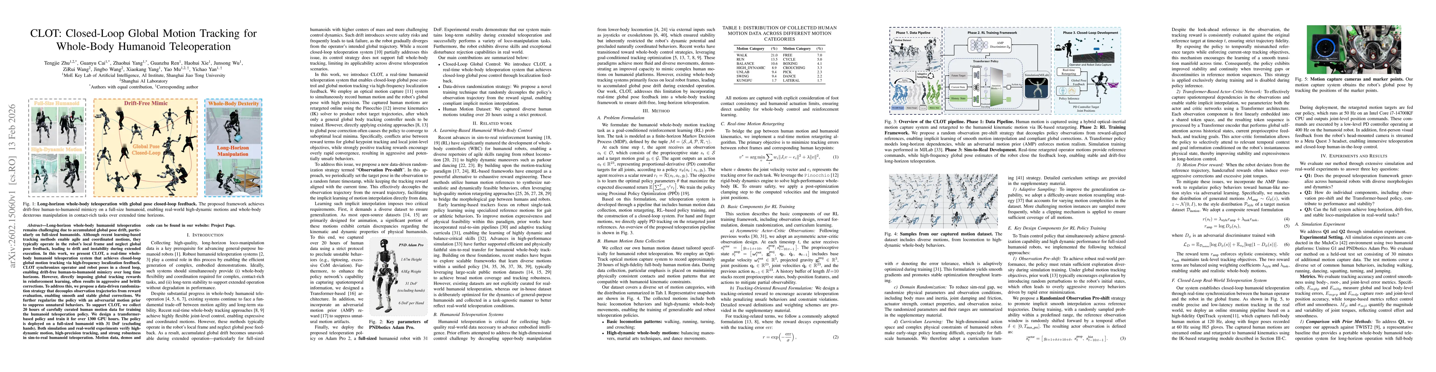 Thumbnail for CLOT: Closed-Loop Global Motion Tracking for Whole-Body Humanoid Teleoperation