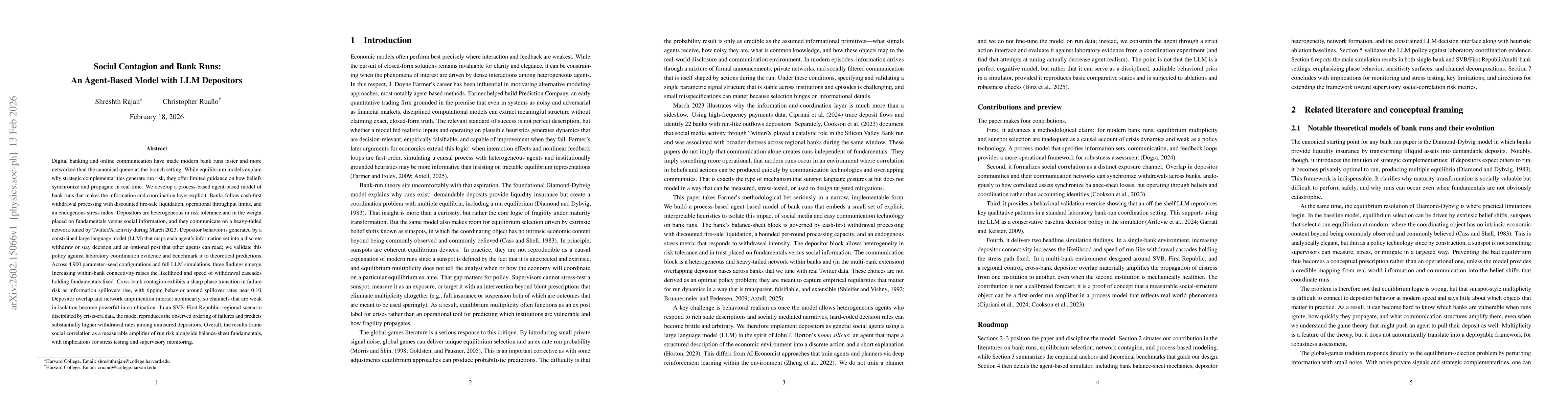 Thumbnail for Social Contagion and Bank Runs: An Agent-Based Model with LLM Depositors