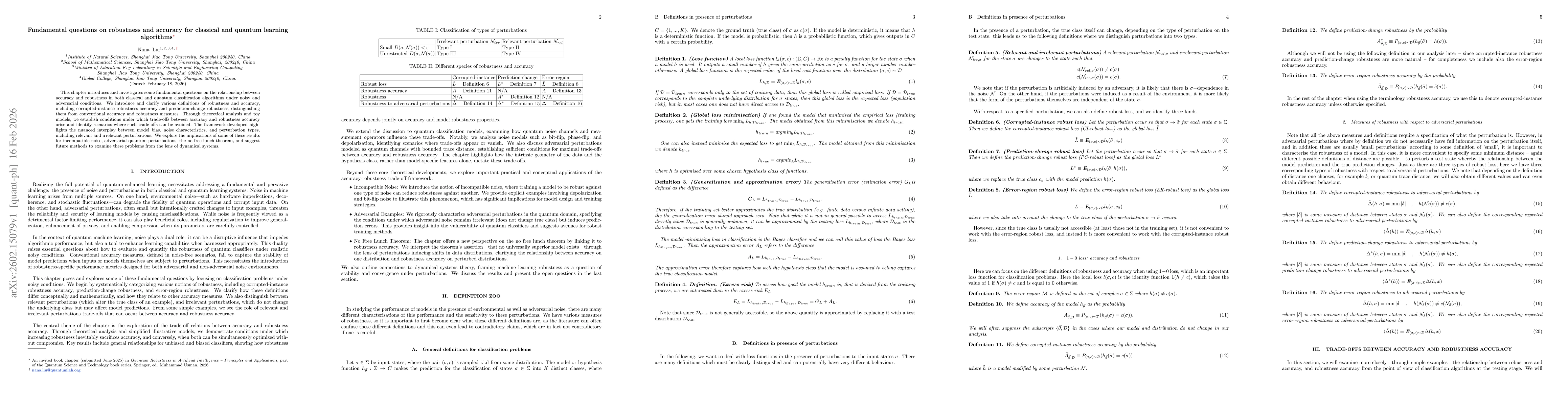 Thumbnail for Fundamental questions on robustness and accuracy for classical and quantum learning algorithms