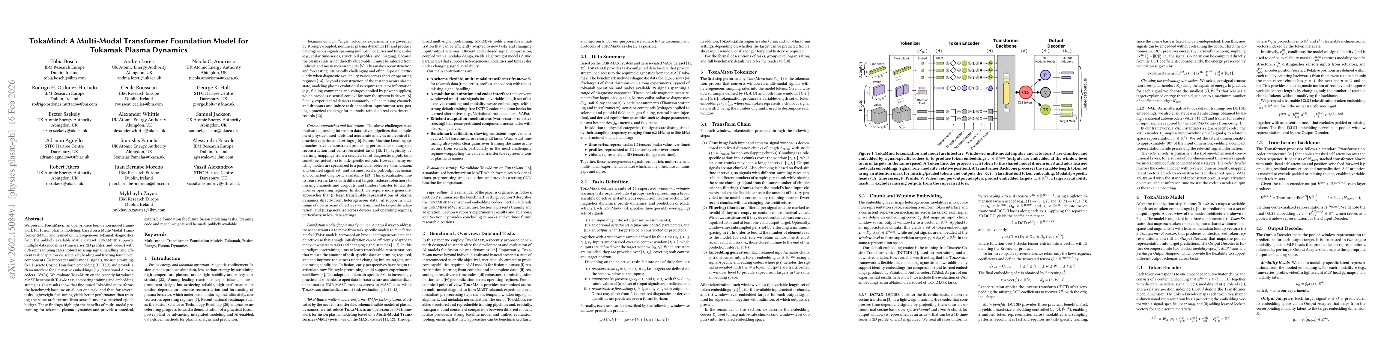 Thumbnail for TokaMind: A Multi-Modal Transformer Foundation Model for Tokamak Plasma Dynamics