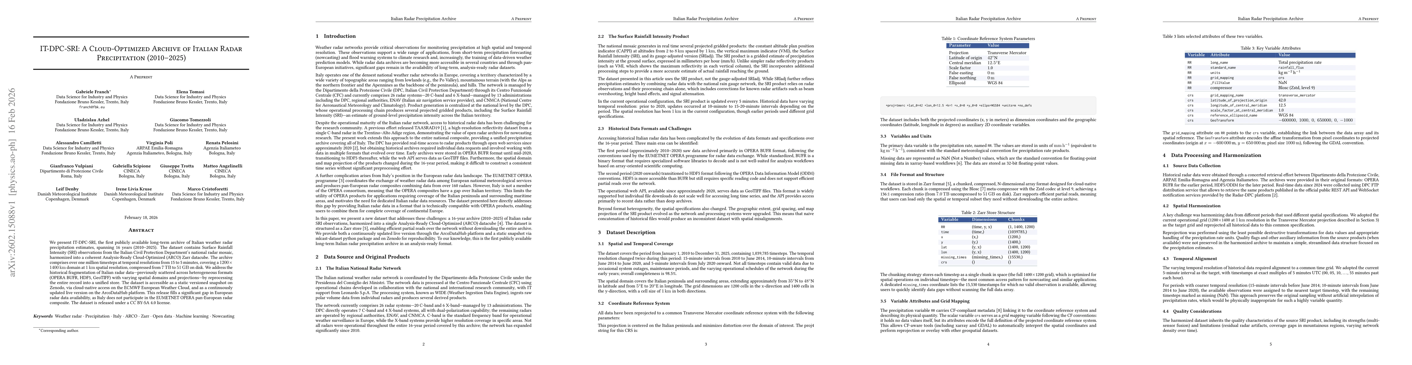 Thumbnail for IT-DPC-SRI: A Cloud-Optimized Archive of Italian Radar Precipitation (2010-2025)