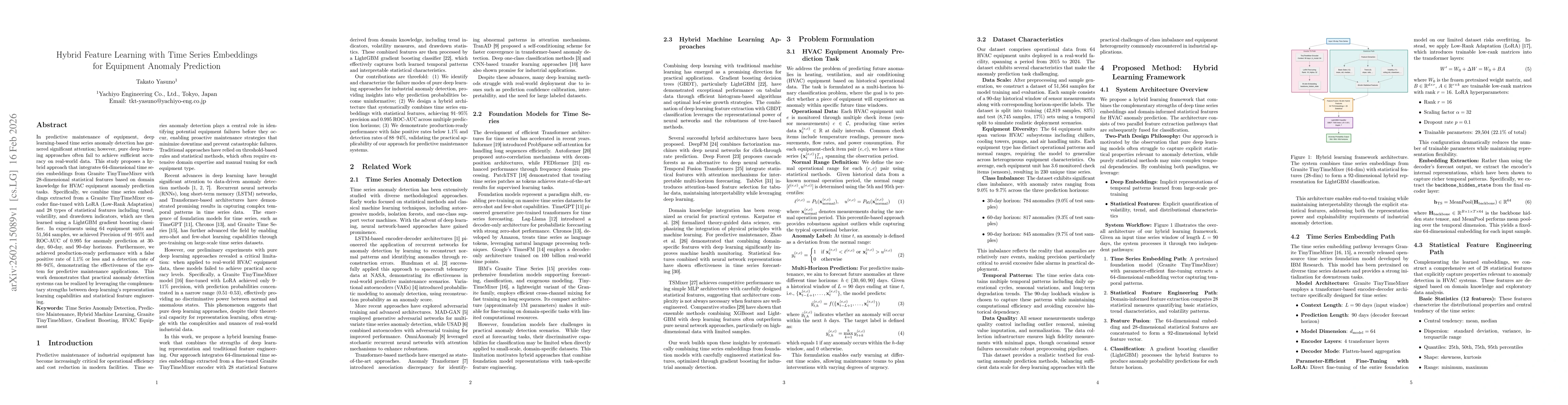 Thumbnail for Hybrid Feature Learning with Time Series Embeddings for Equipment Anomaly Prediction