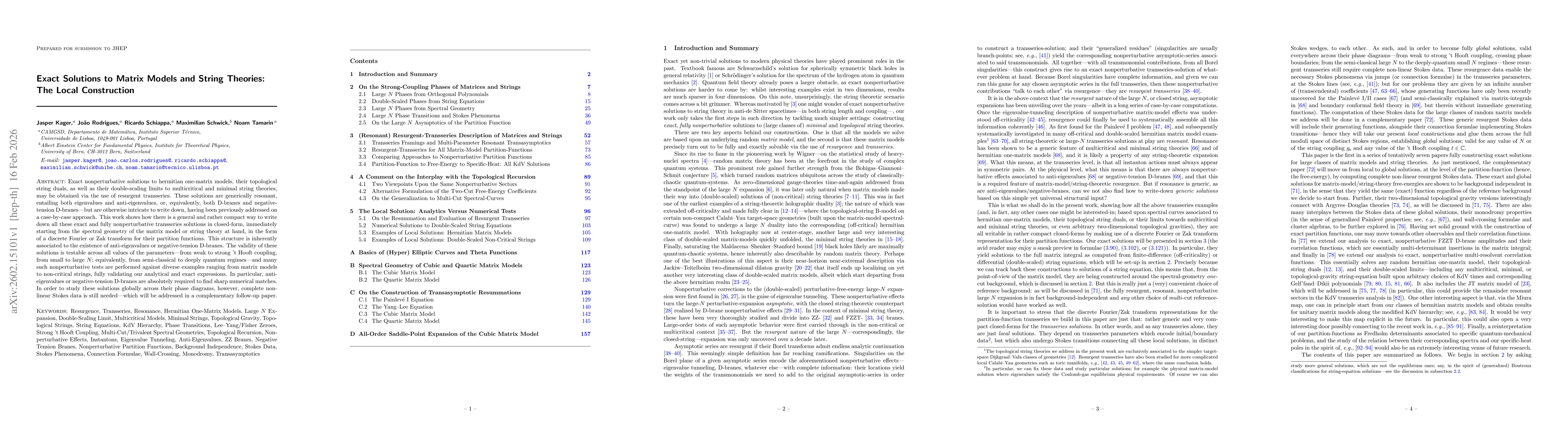 Thumbnail for Exact Solutions to Matrix Models and String Theories: The Local Construction