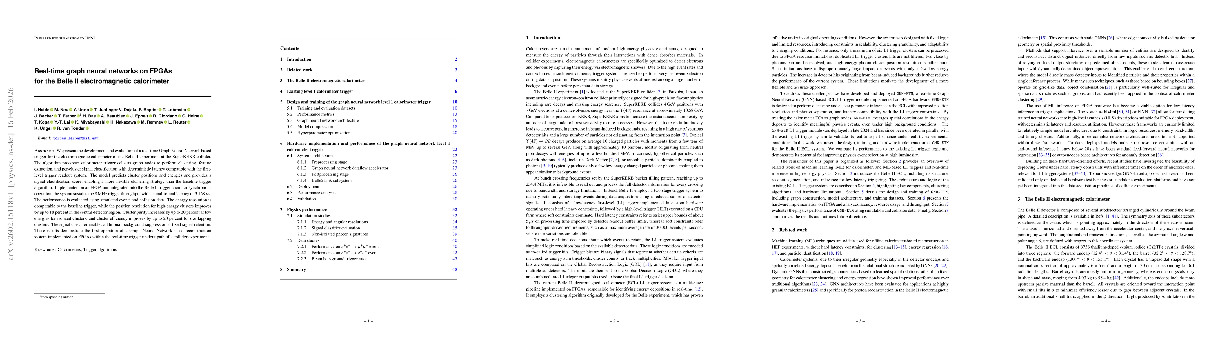 Thumbnail for Real-time graph neural networks on FPGAs for the Belle II electromagnetic calorimeter