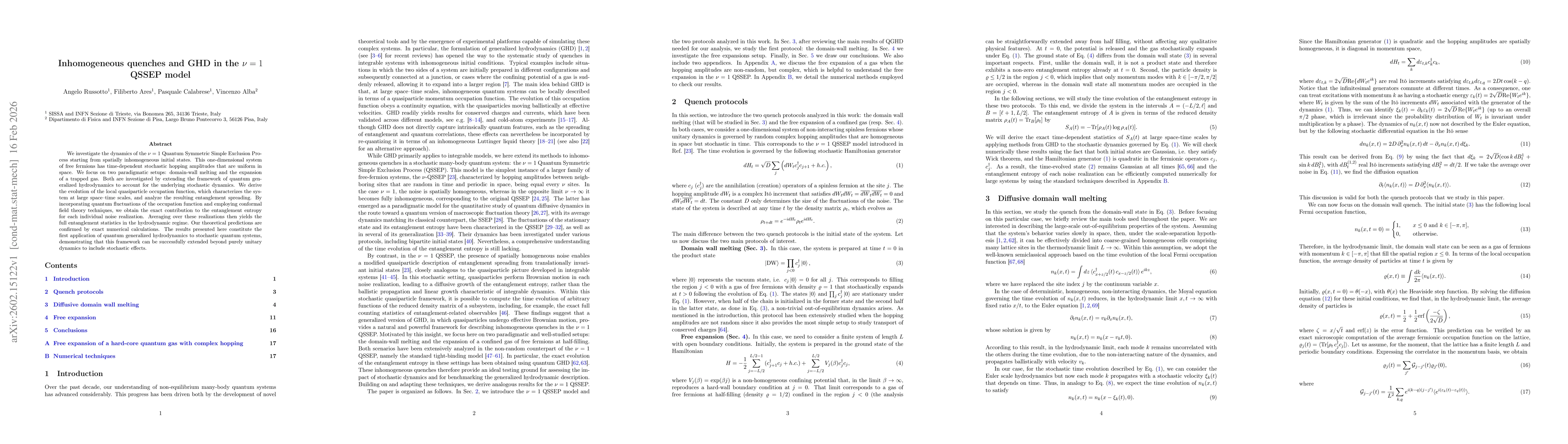 Thumbnail for Inhomogeneous quenches and GHD in the $ν= 1$ QSSEP model