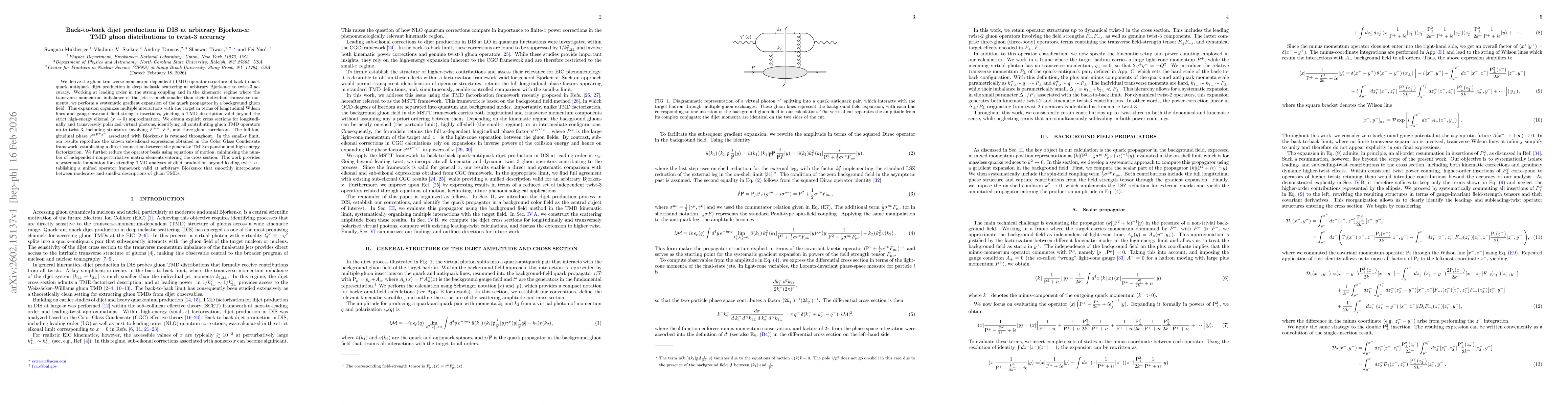 Thumbnail for Back-to-back dijet production in DIS at arbitrary Bjorken-x: TMD gluon distributions to twist-3 accuracy