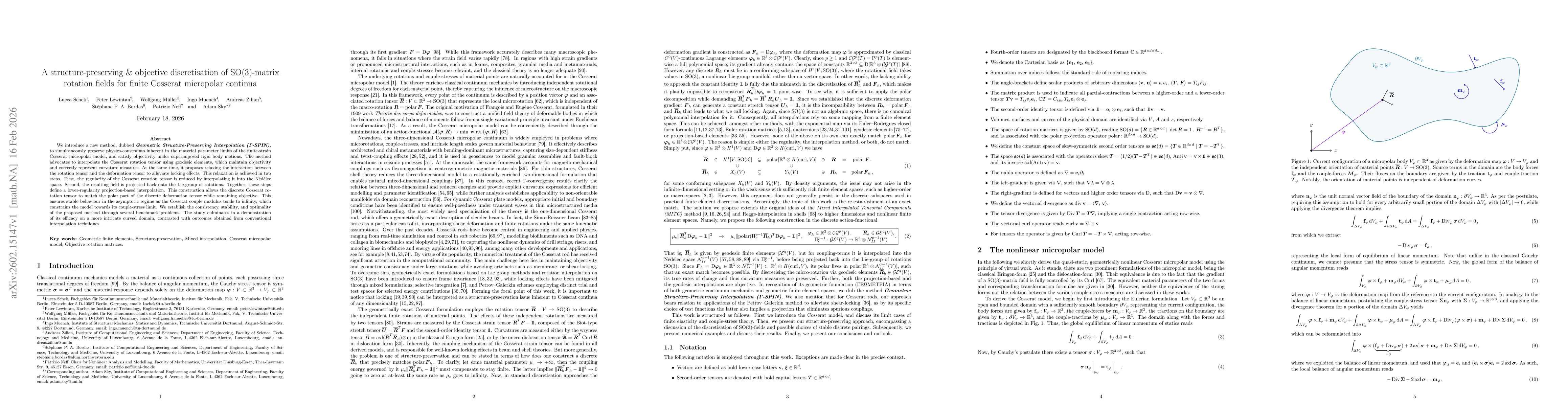 Thumbnail for A structure-preserving & objective discretisation of SO(3)-matrix rotation fields for finite Cosserat micropolar continua