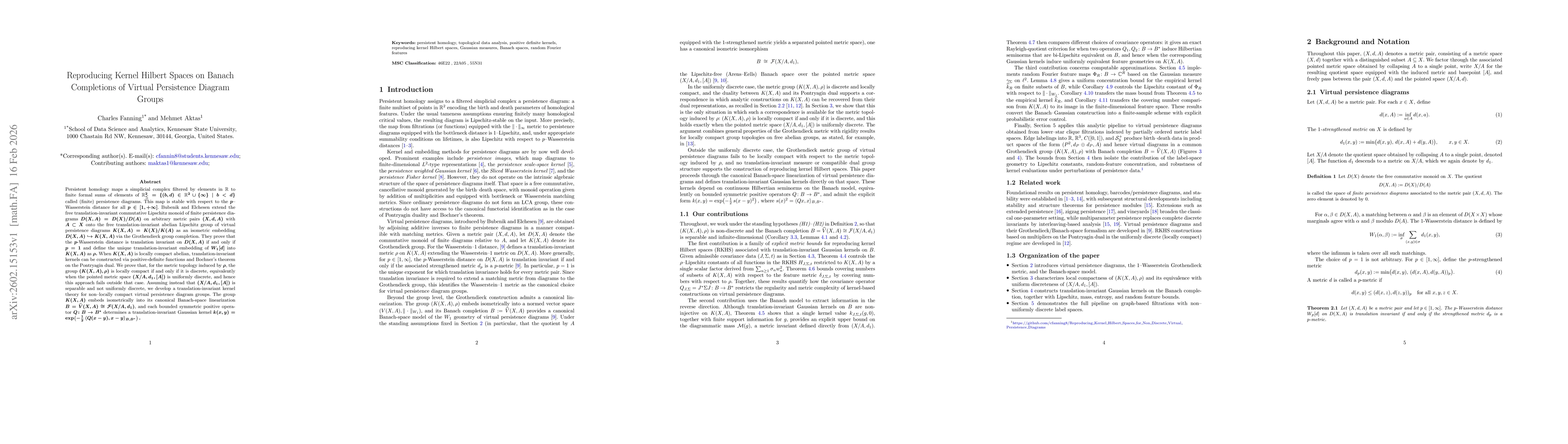 Thumbnail for Reproducing Kernel Hilbert Spaces on Banach Completions of Virtual Persistence Diagram Groups