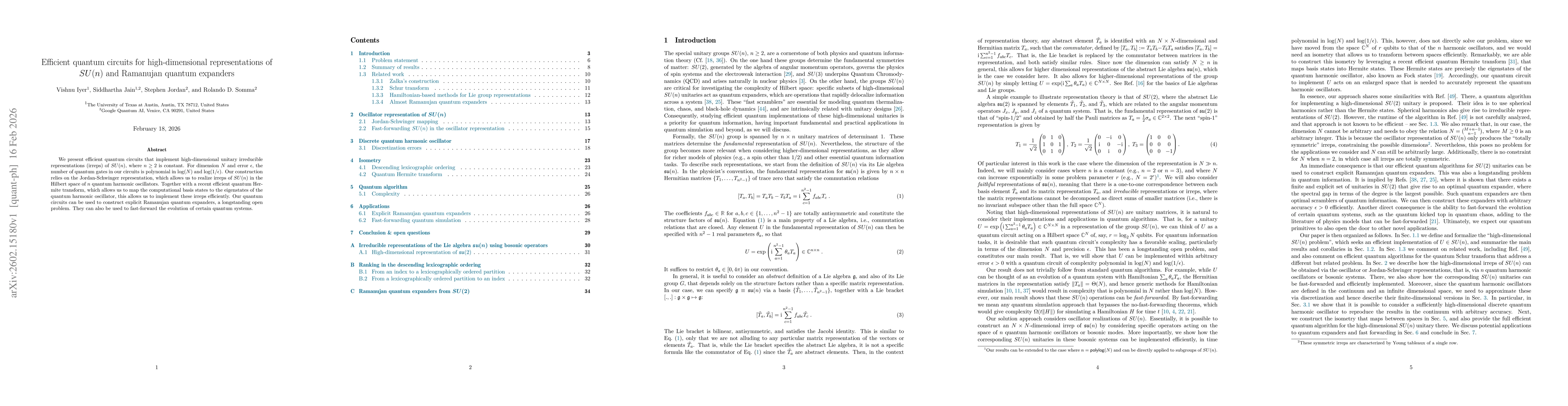 Thumbnail for Efficient quantum circuits for high-dimensional representations of SU(n) and Ramanujan quantum expanders