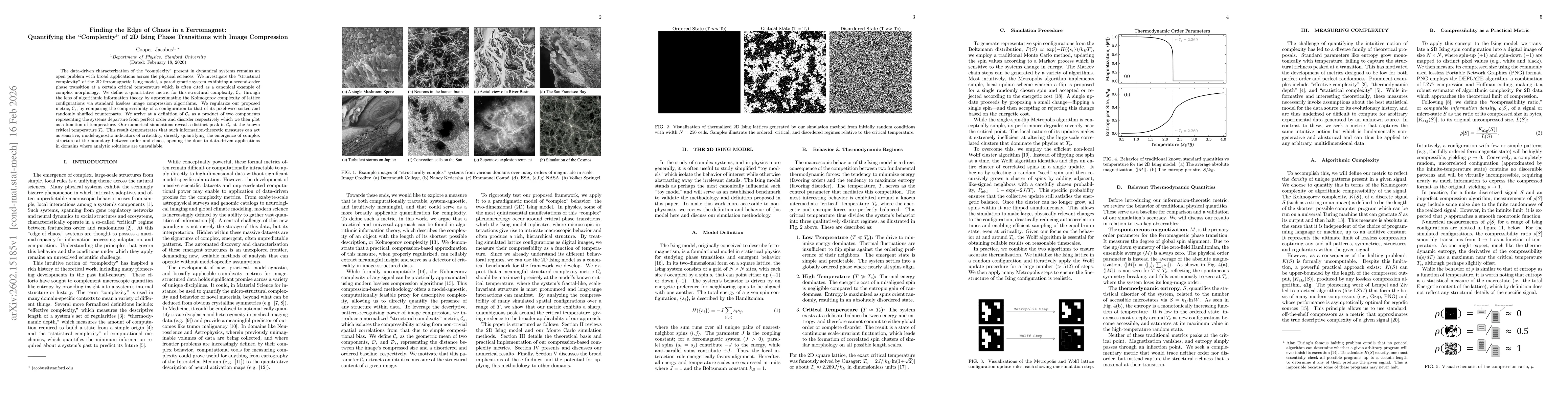 Thumbnail for Finding the Edge of Chaos in a Ferromagnet: Quantifying the "Complexity" of 2D Ising Phase Transitions with Image Compression