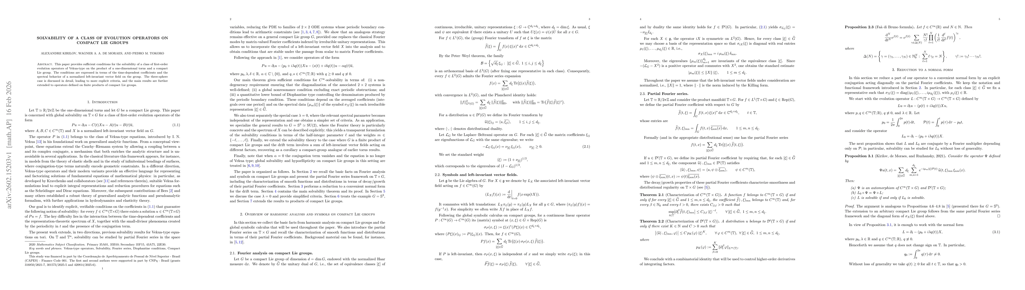Thumbnail for Solvability of a class of evolution operators on compact Lie groups