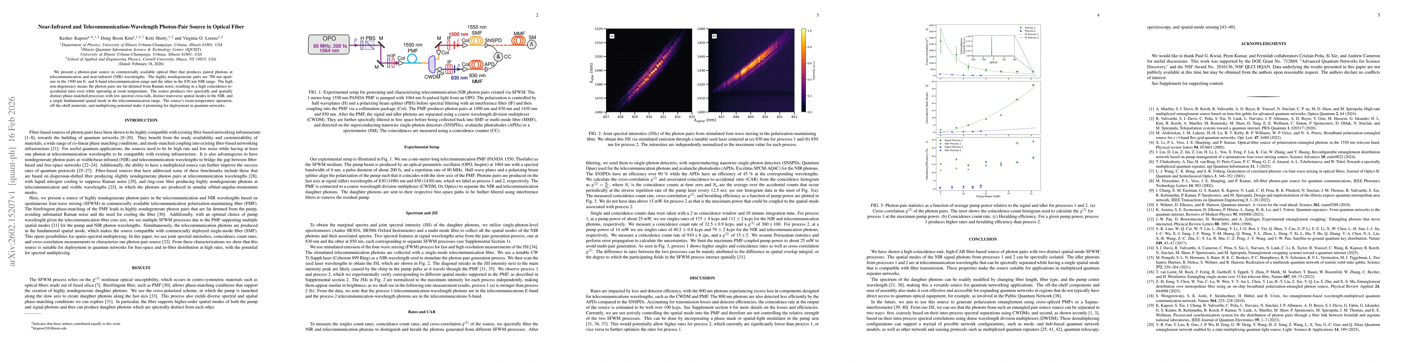 Thumbnail for Near-Infrared and Telecommunication-Wavelength Photon-Pair Source in Optical Fiber