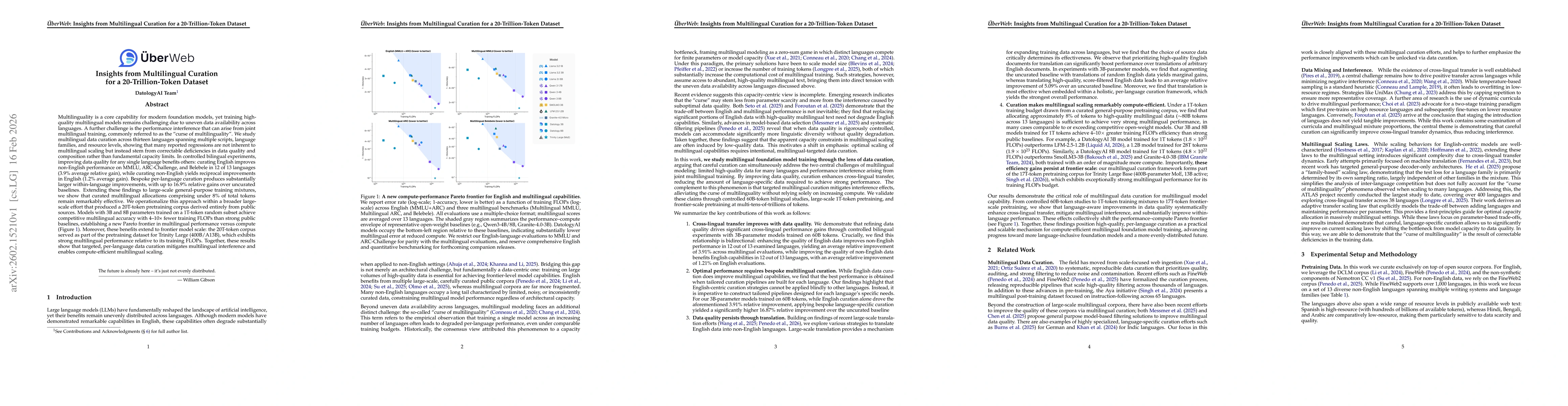 Thumbnail for ÜberWeb: Insights from Multilingual Curation for a 20-Trillion-Token Dataset