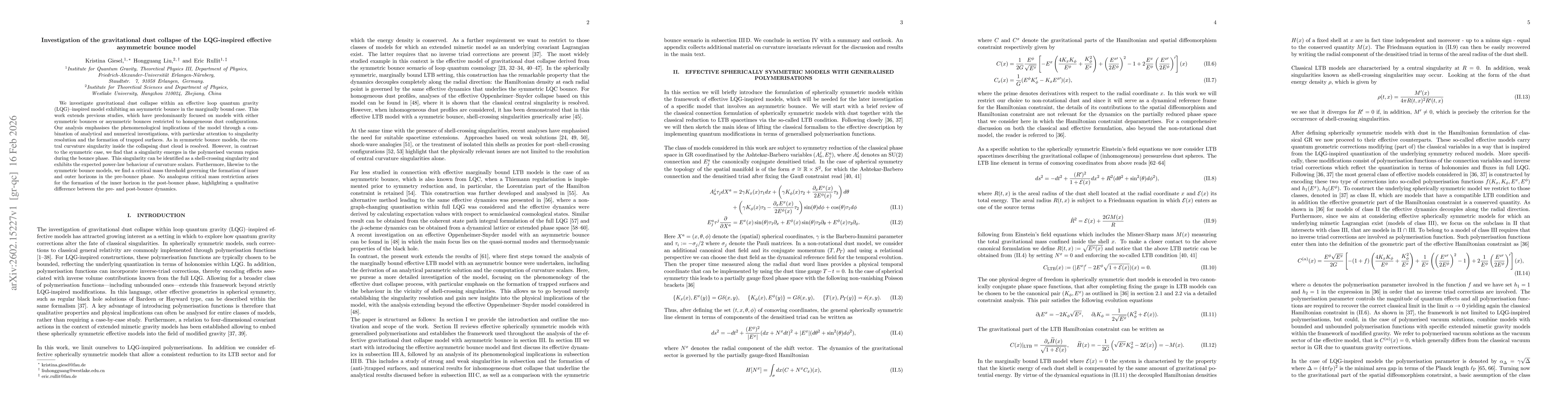 Thumbnail for Investigation of the gravitational dust collapse of the LQG-inspired effective asymmetric bounce model