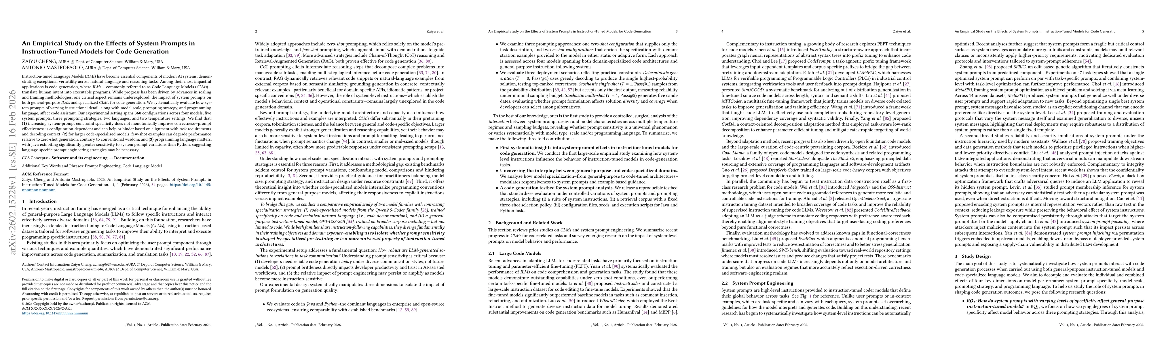 Thumbnail for An Empirical Study on the Effects of System Prompts in Instruction-Tuned Models for Code Generation