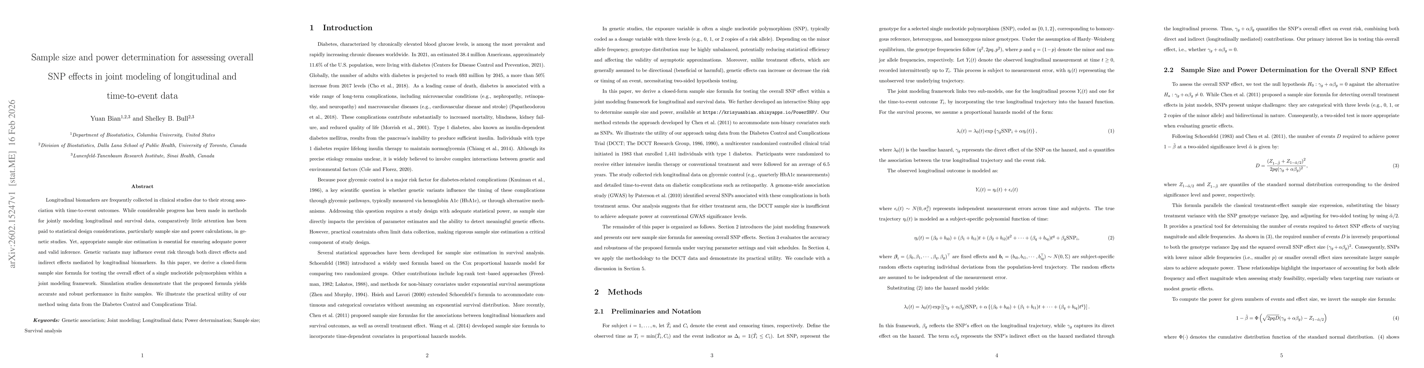 Thumbnail for Sample size and power determination for assessing overall SNP effects in joint modeling of longitudinal and time-to-event data