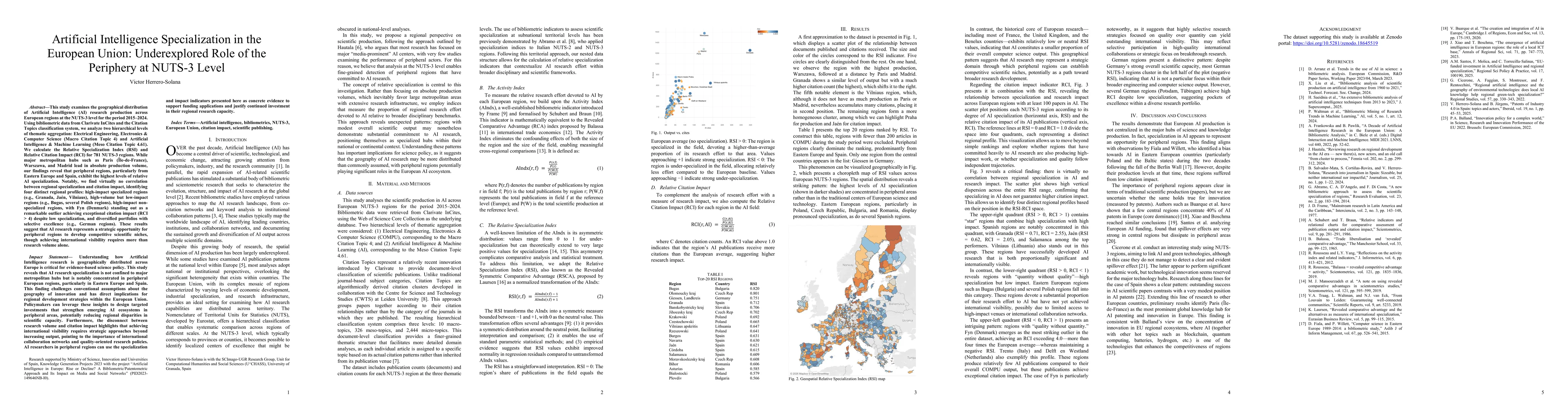 Thumbnail for Artificial Intelligence Specialization in the European Union: Underexplored Role of the Periphery at NUTS-3 Level