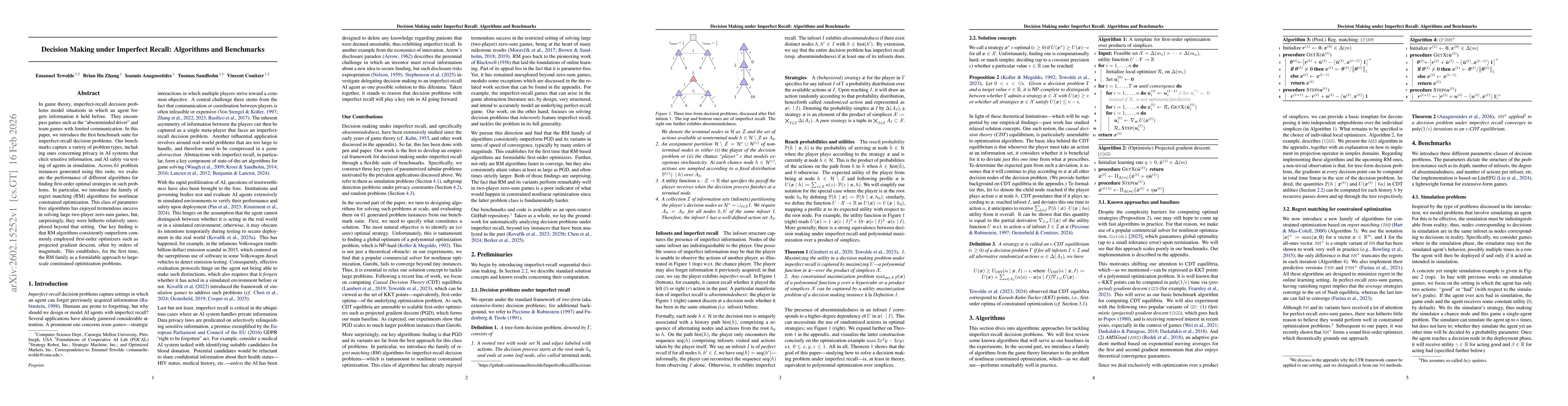 Thumbnail for Decision Making under Imperfect Recall: Algorithms and Benchmarks
