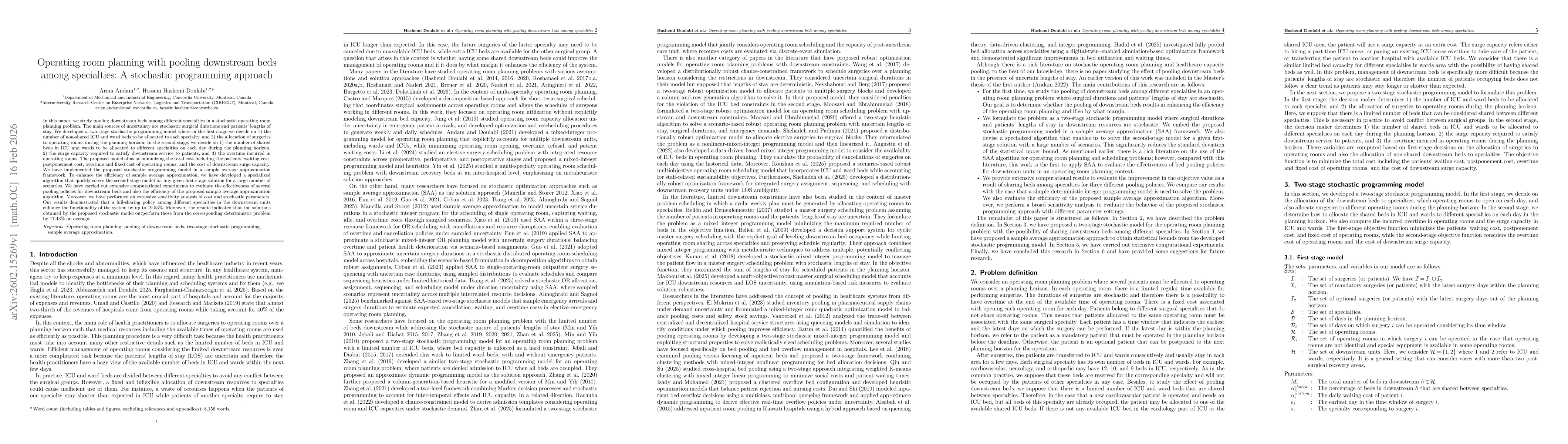 Thumbnail for Operating room planning with pooling downstream beds among specialties: A stochastic programming approach