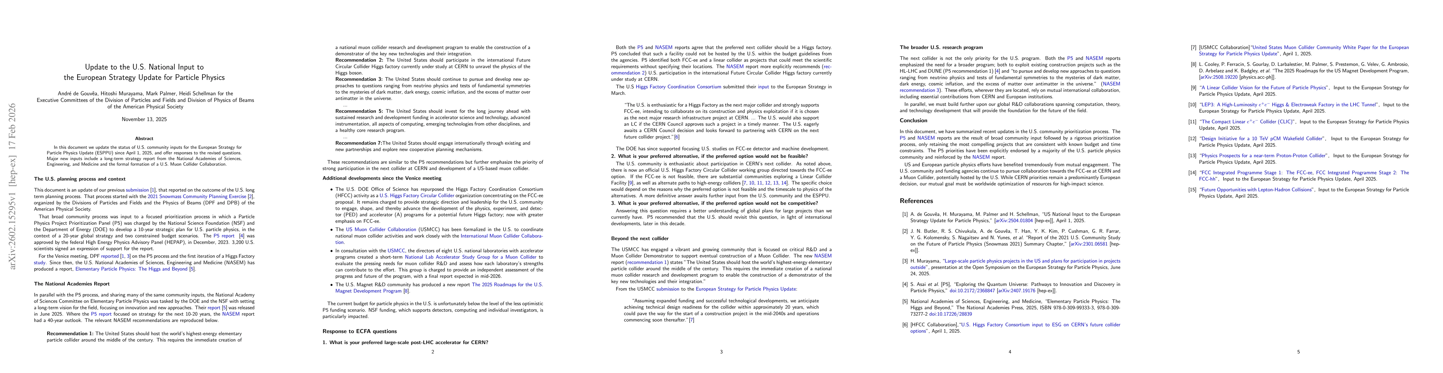 Thumbnail for Update to the U.S. National Input to the European Strategy Update for Particle Physics