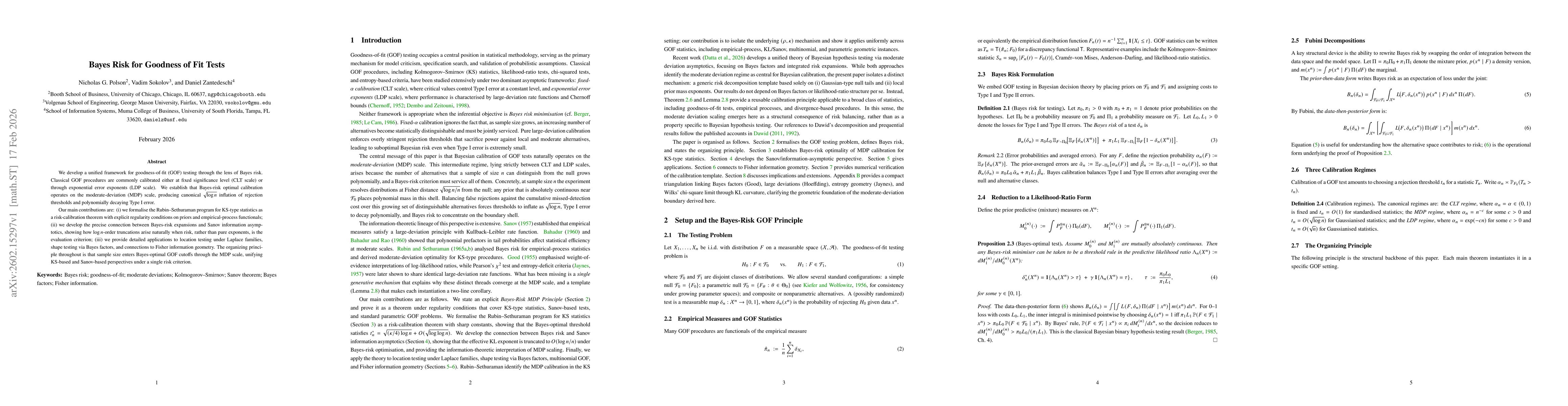 Thumbnail for Bayes Risk for Goodness of Fit Tests