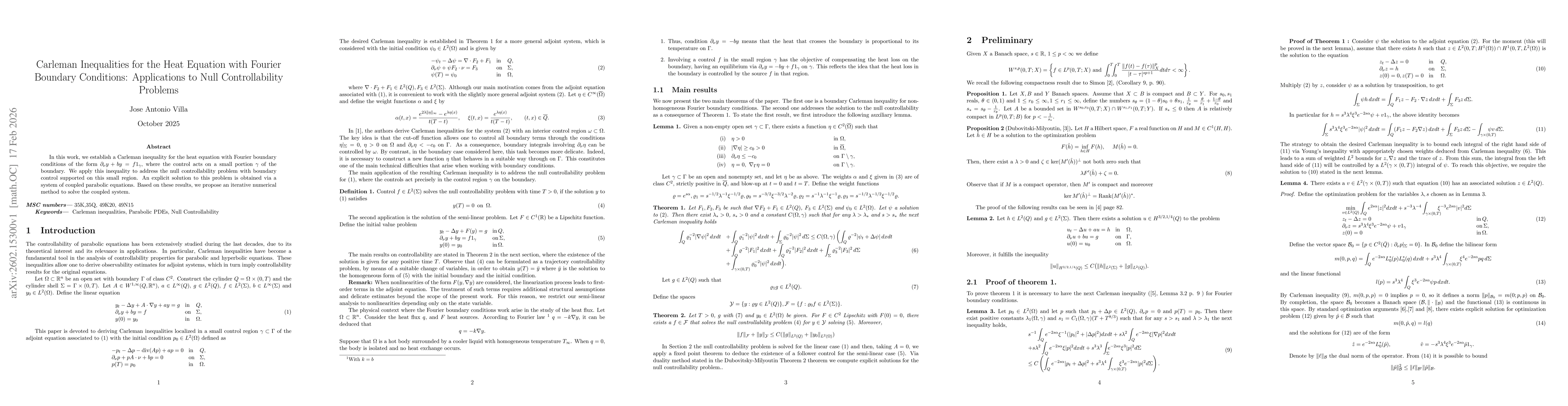 Thumbnail for Carleman Inequalities for the Heat Equation with Fourier Boundary Conditions: Applications to Null Controllability Problems