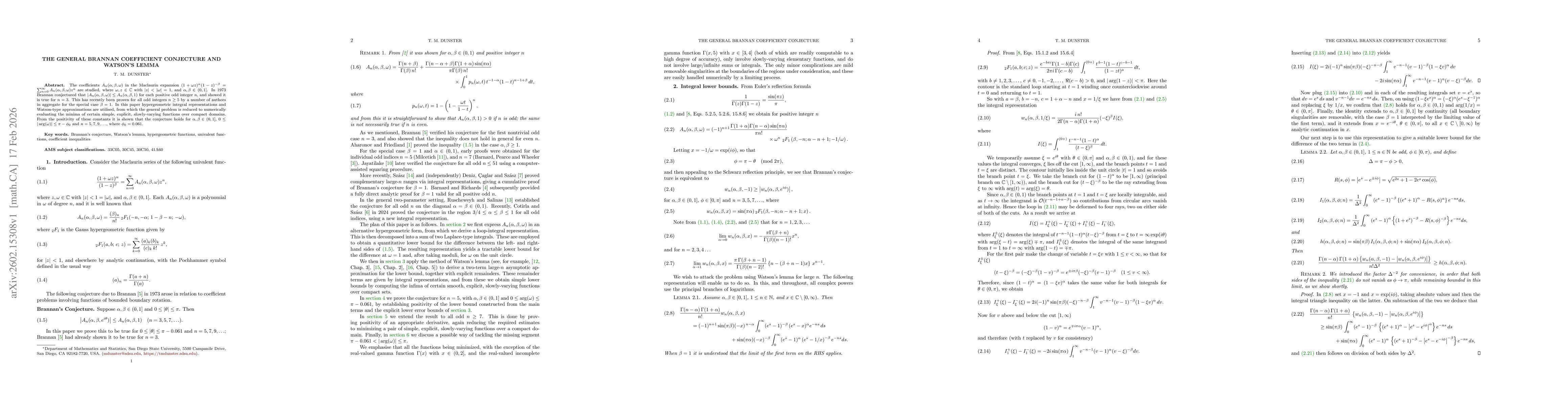 Thumbnail for The general Brannan coefficient conjecture and Watson's lemma