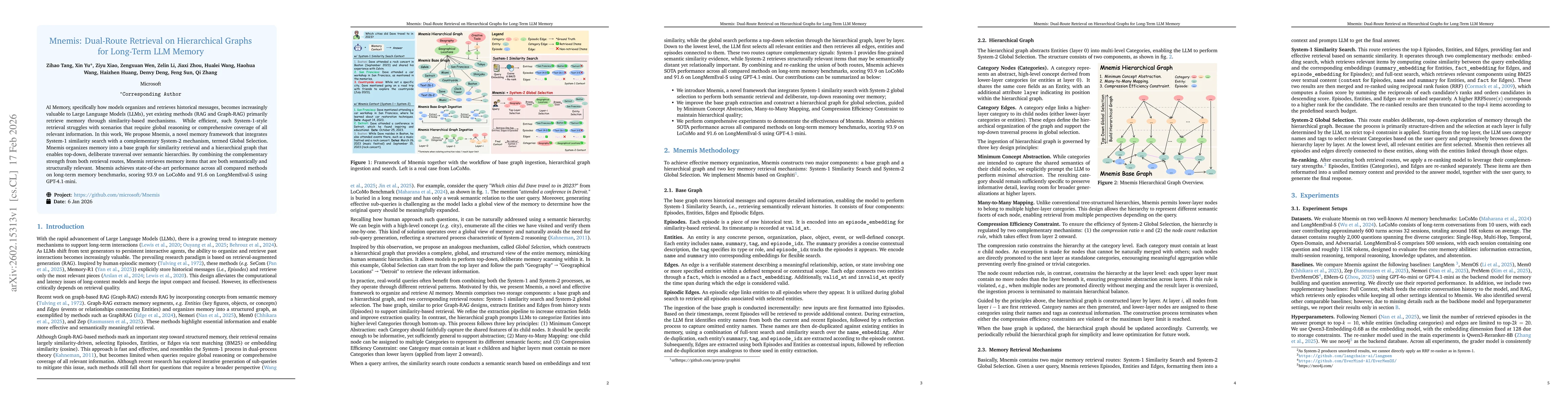 Thumbnail for Mnemis: Dual-Route Retrieval on Hierarchical Graphs for Long-Term LLM Memory