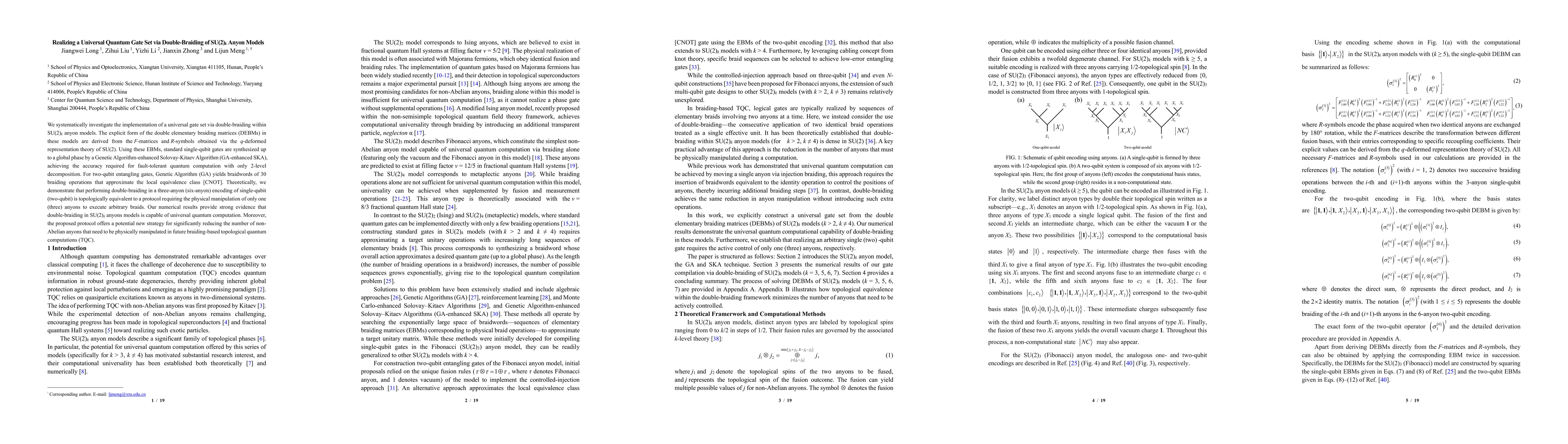 Thumbnail for Realizing a Universal Quantum Gate Set via Double-Braiding of SU(2)k Anyon Models